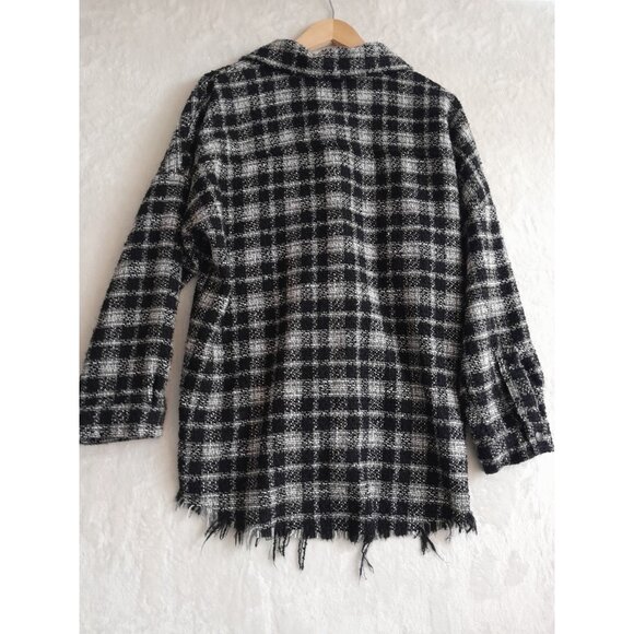 Zara Plaid Heavyweight Oversized Raw Hem Comfy Grunge Fall Outdoor XS Shacket - Picture 5 of 8